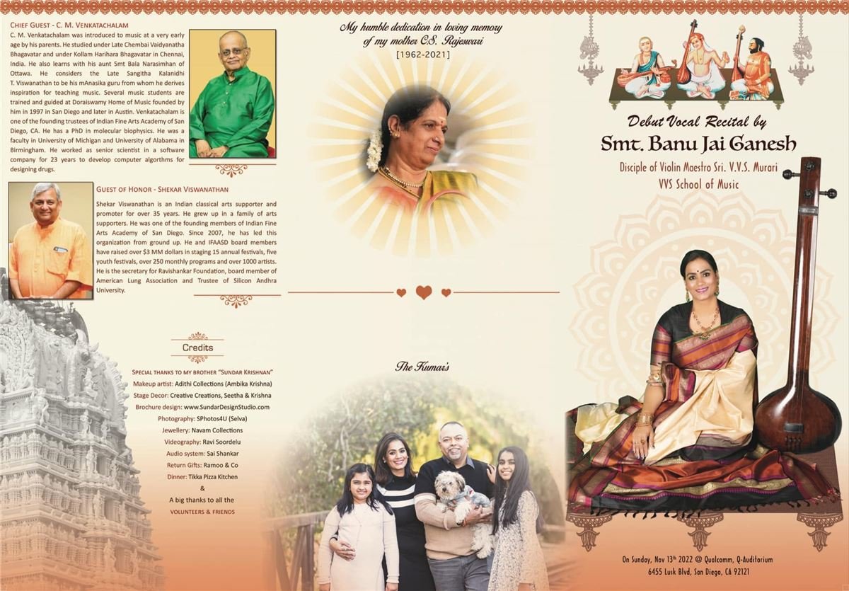Banu Jai Ganesh's Debut Vocal Recital Brochure