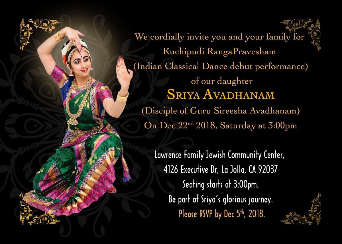 Sriya's Arangetram Invitation