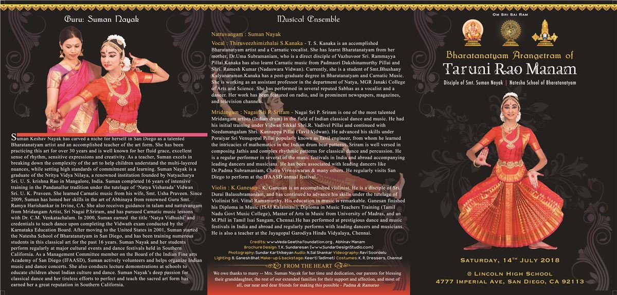 Taruni's Arangetram Brochure