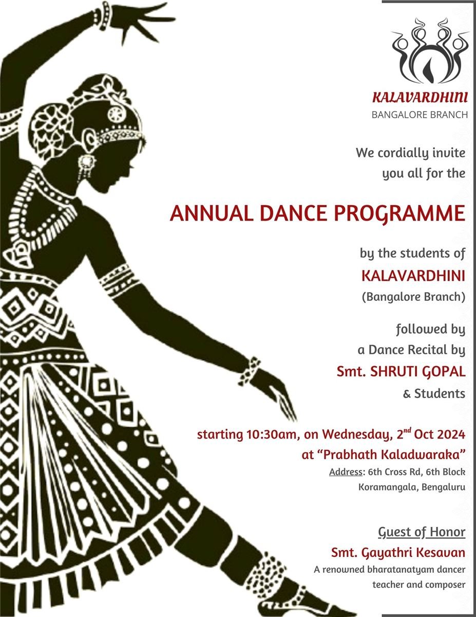 Kalavardhini Annual Dance Programme Flyer