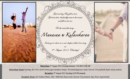 Manasaa Kulasekaran Invite
